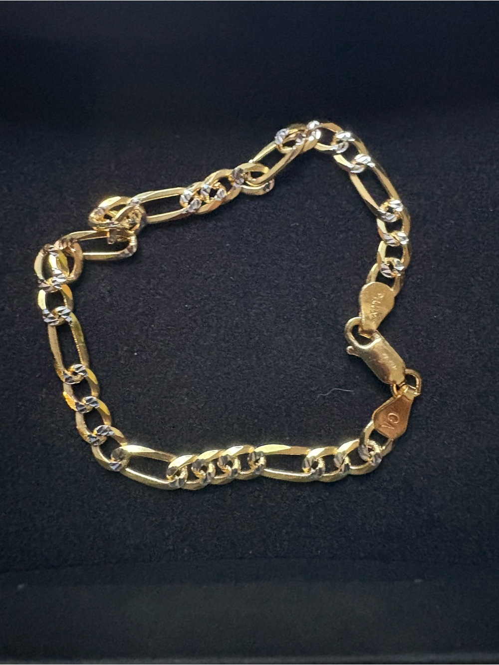 Gold Two-Tone Figaro Link Bracelet - 4.9MM size 8in